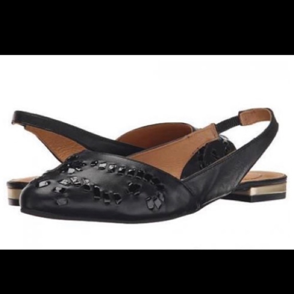 NEW JACK ROGERS RORY BLACK LEATHER SLINGBACKS -7 - Picture 3 of 7